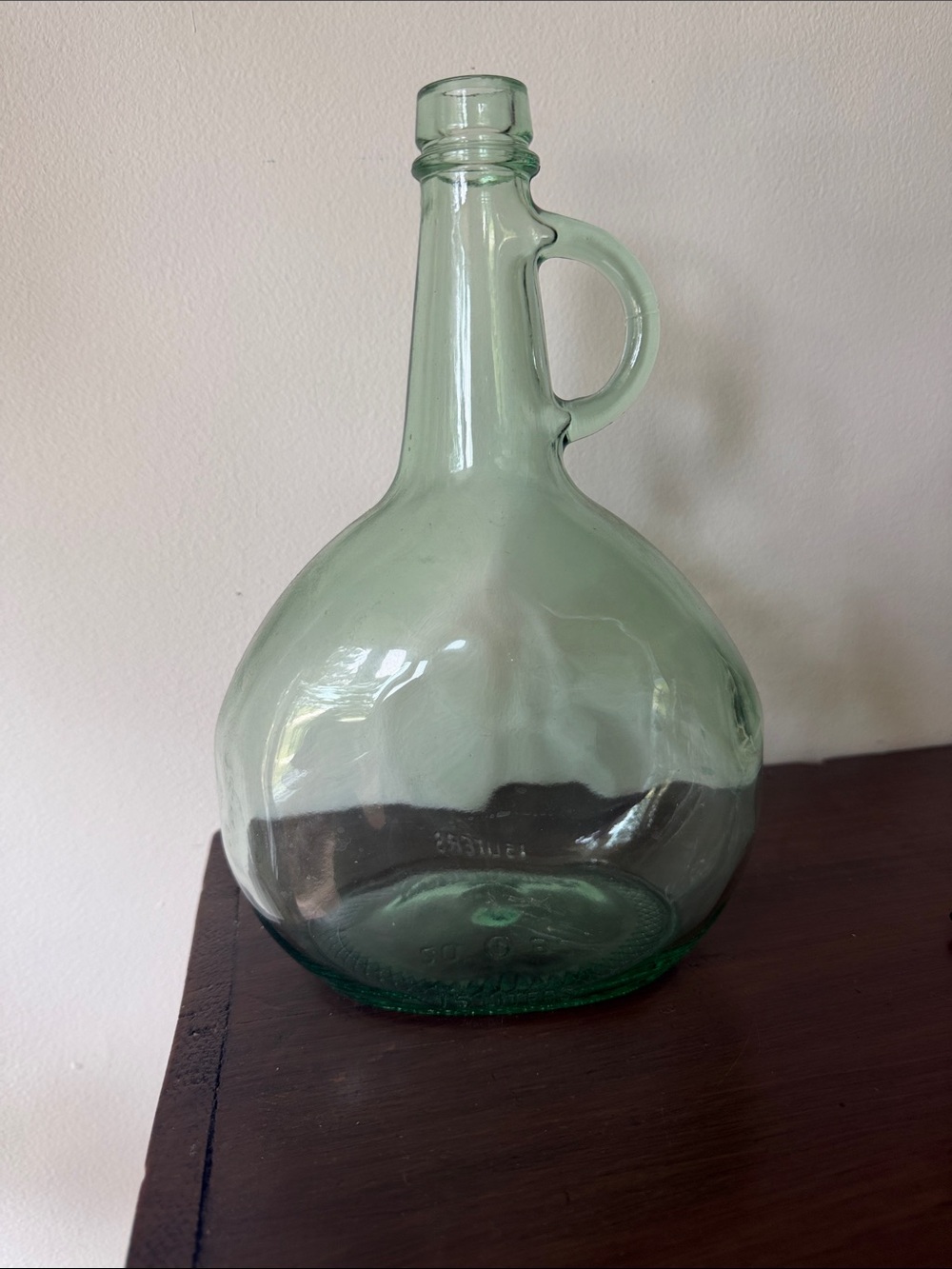Green Handblown Glass Demijohn Jug